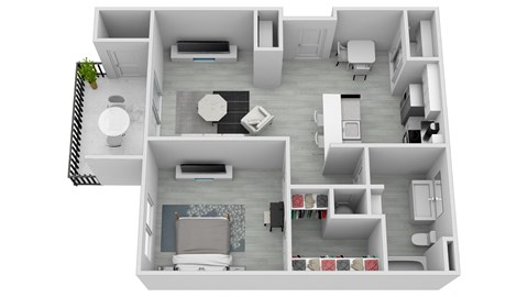 Floor plan for 1 bed, 1 bath, 706 sqft
